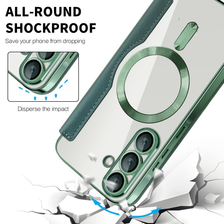 For Samsung Galaxy A56 5G Shield MagSafe RFID Anti-theft Rhombus Leather Phone Case