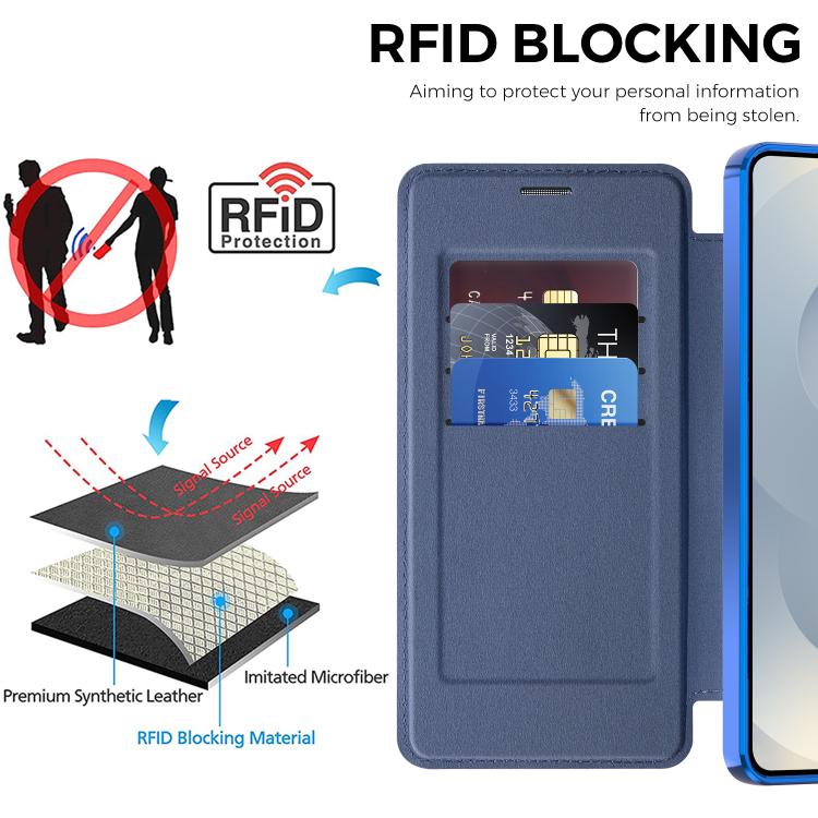 For Samsung Galaxy S26+ 5G Shield MagSafe RFID Anti-theft Rhombus Leather Phone Case