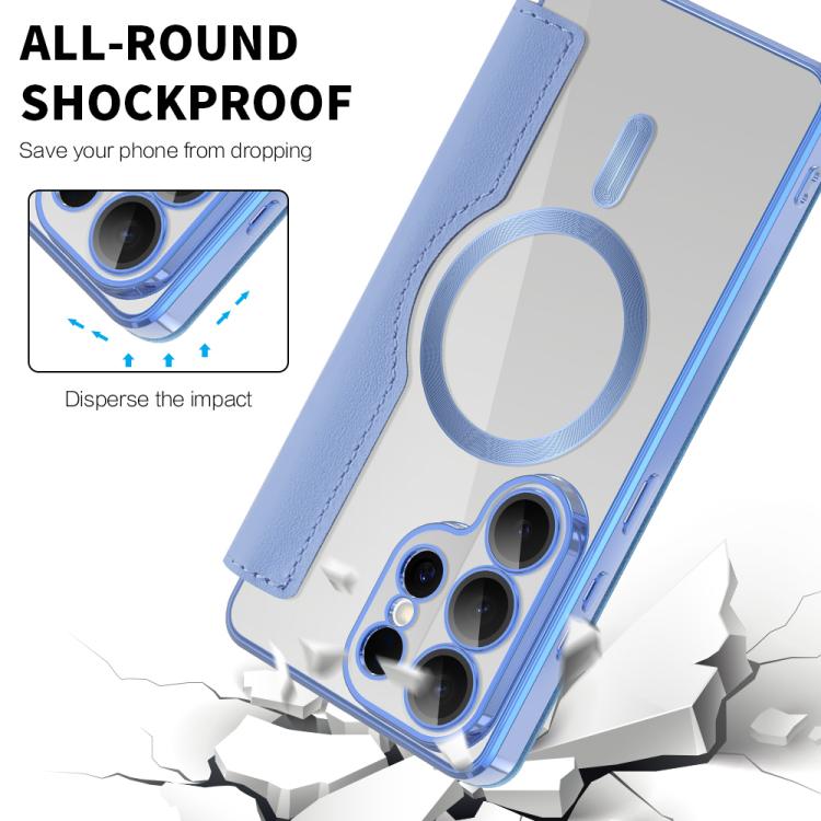 For Samsung Galaxy S26 Ultra 5G Shield MagSafe RFID Anti-theft Rhombus Leather Phone Case