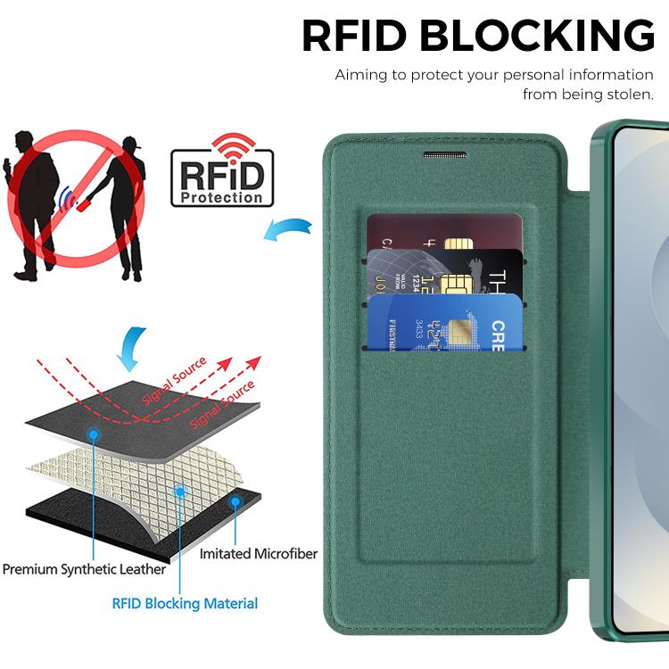 For Samsung Galaxy S26 Ultra 5G Shield MagSafe RFID Anti-theft Rhombus Leather Phone Case
