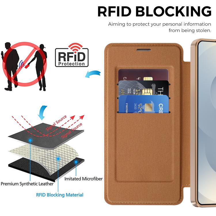 For Samsung Galaxy S26 Ultra 5G Shield MagSafe RFID Anti-theft Rhombus Leather Phone Case