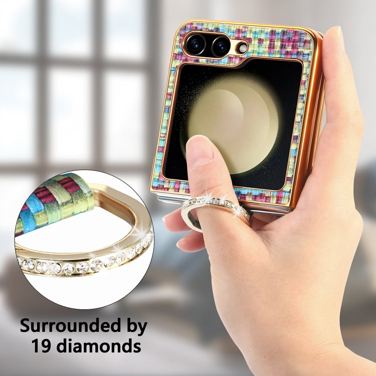 For Samsung Galaxy Z Flip5 5G Fantasy Weave Plating Diamond Ring Phone Case