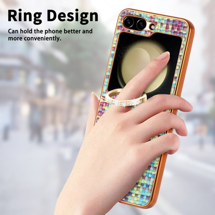 For Samsung Galaxy Z Flip5 5G Fantasy Weave Plating Diamond Ring Phone Case