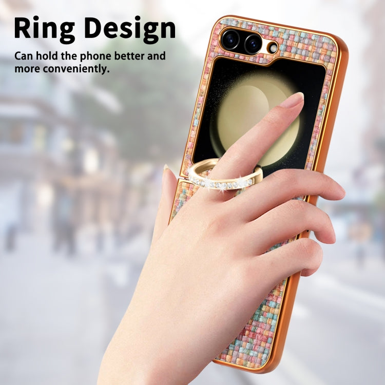 For Samsung Galaxy Z Flip5 5G Fantasy Weave Plating Diamond Ring Phone Case