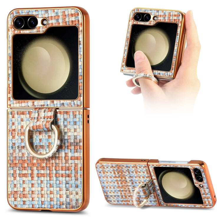 For Samsung Galaxy Z Flip5 5G Fantasy Weave Plating Diamond Ring Phone Case