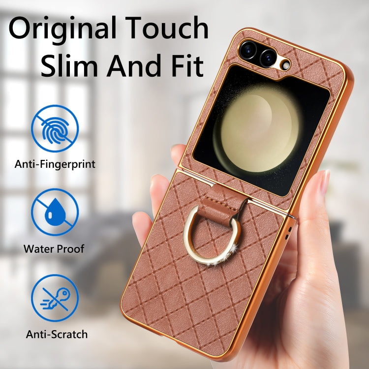 For Samsung Galaxy Z Flip5 5G Rhombus Plated Diamond Ring Phone Case