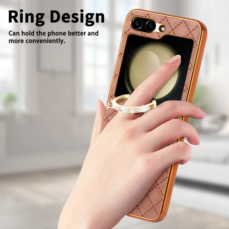 For Samsung Galaxy Z Flip5 5G Rhombus Plated Diamond Ring Phone Case