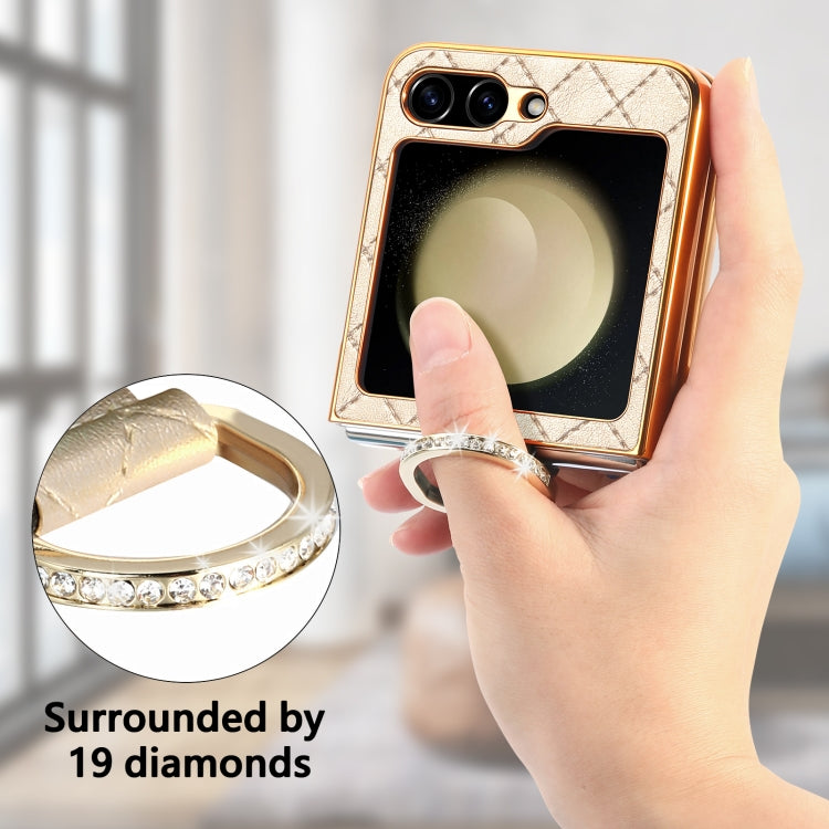 For Samsung Galaxy Z Flip5 5G Rhombus Plated Diamond Ring Phone Case