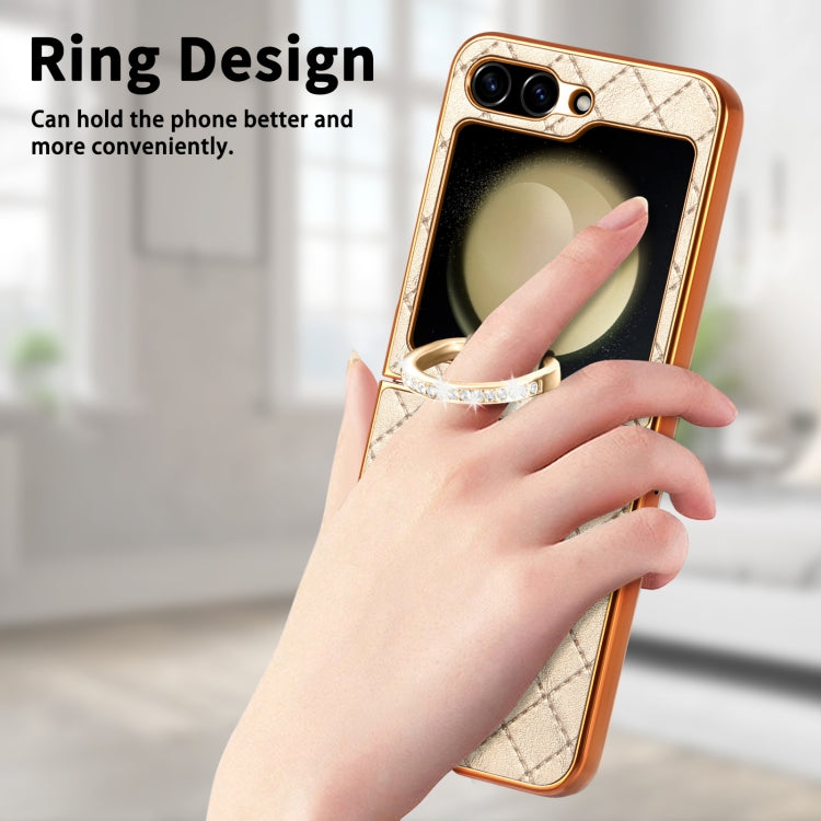 For Samsung Galaxy Z Flip5 5G Rhombus Plated Diamond Ring Phone Case