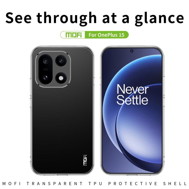 For OnePlus 15 MOFI Ming Series Ultra-thin TPU Phone Case - Transparent