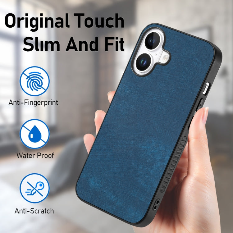 For iPhone 16 Vintage Leather PC Back Cover Phone Case