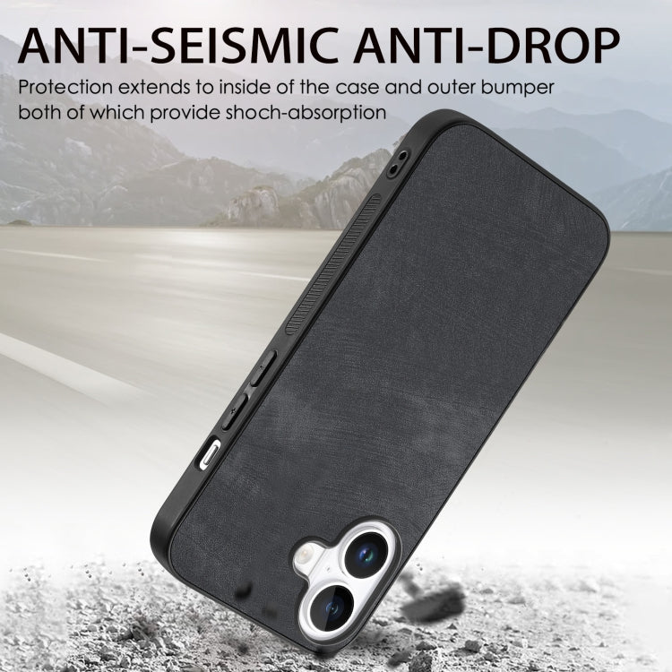 For iPhone 16 Plus Vintage Leather PC Back Cover Phone Case