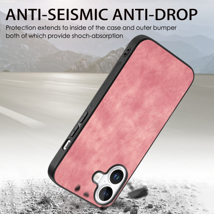 For iPhone 16 Plus Vintage Leather PC Back Cover Phone Case