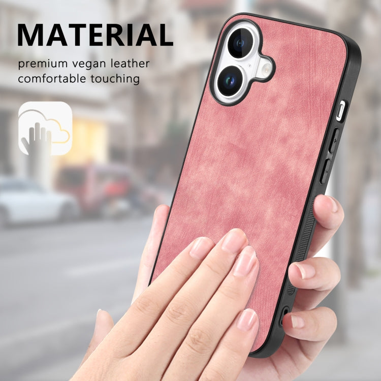 For iPhone 16 Plus Vintage Leather PC Back Cover Phone Case