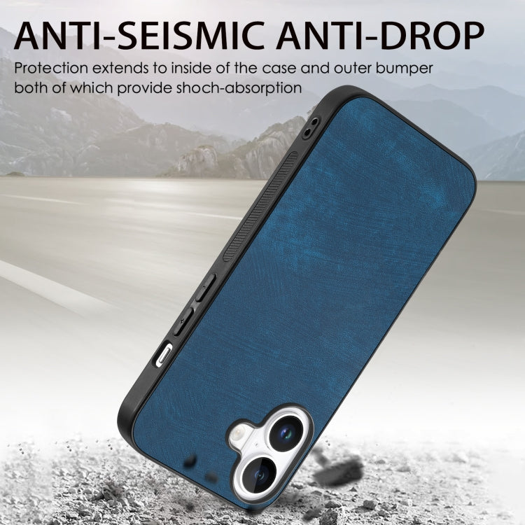 For iPhone 16 Plus Vintage Leather PC Back Cover Phone Case