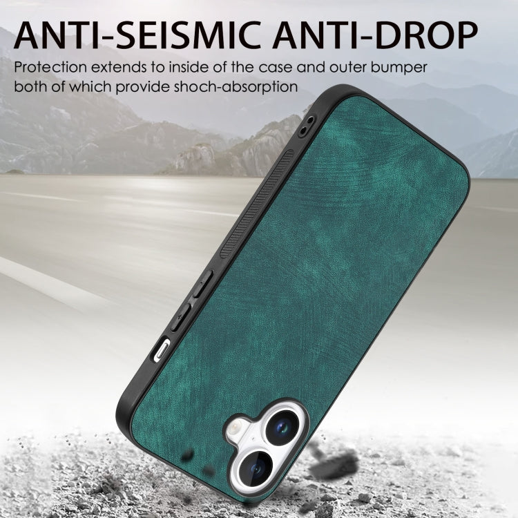 For iPhone 16 Plus Vintage Leather PC Back Cover Phone Case