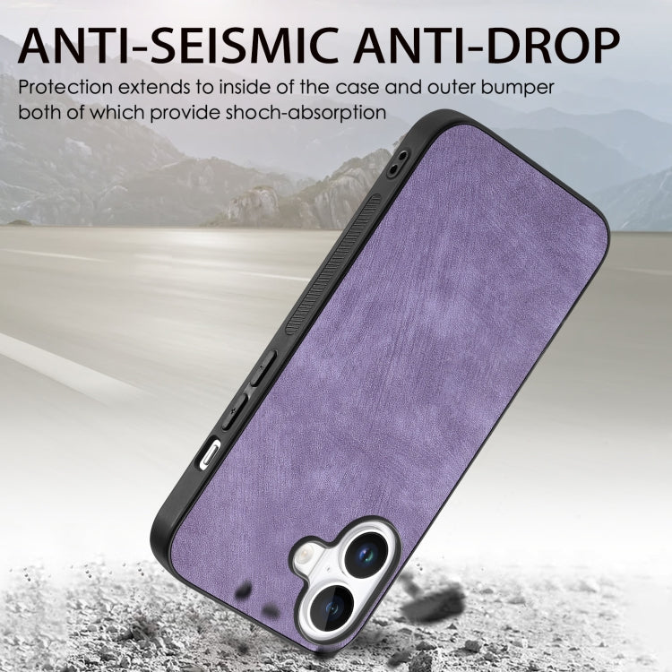 For iPhone 16 Plus Vintage Leather PC Back Cover Phone Case