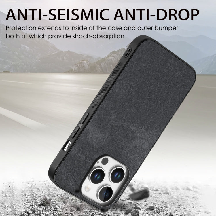 For iPhone 16 Pro Vintage Leather PC Back Cover Phone Case