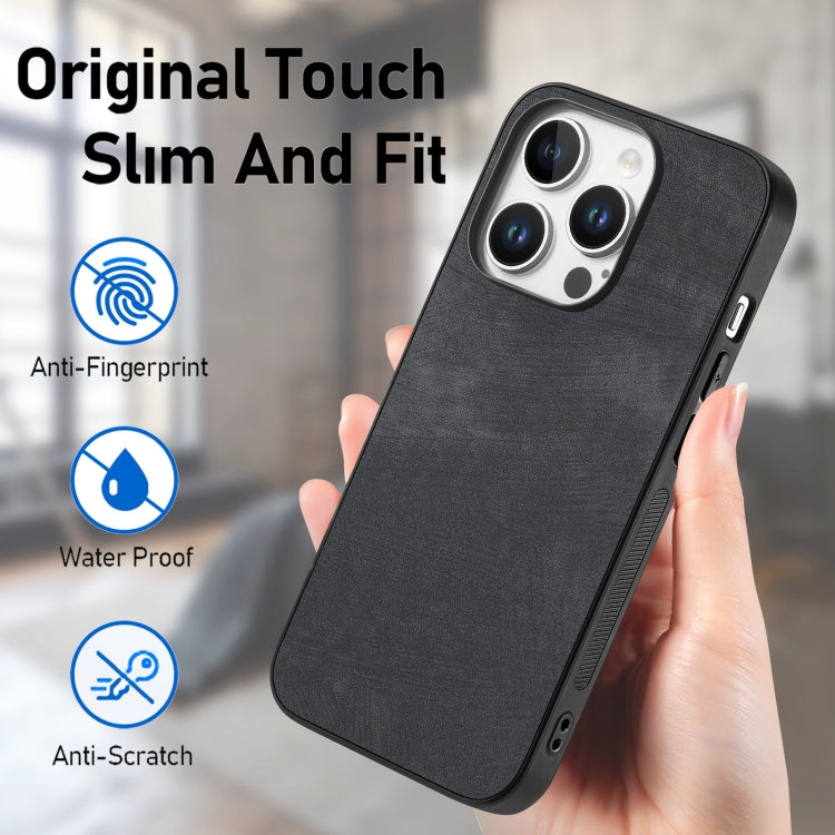 For iPhone 16 Pro Vintage Leather PC Back Cover Phone Case