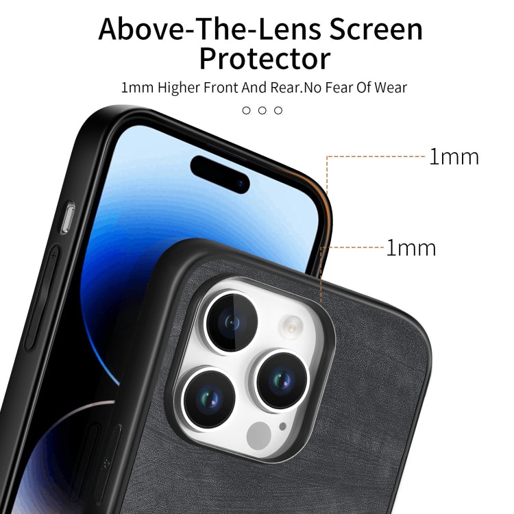 For iPhone 16 Pro Vintage Leather PC Back Cover Phone Case