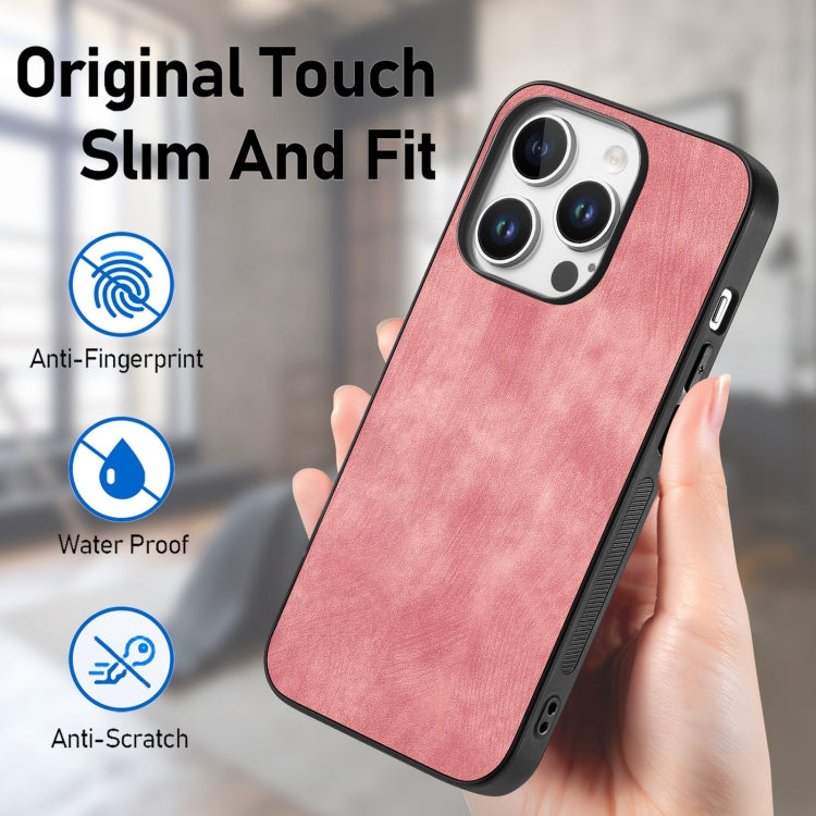 For iPhone 16 Pro Vintage Leather PC Back Cover Phone Case