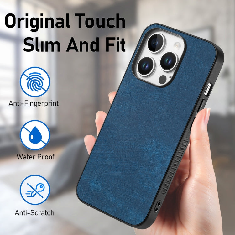 For iPhone 16 Pro Vintage Leather PC Back Cover Phone Case
