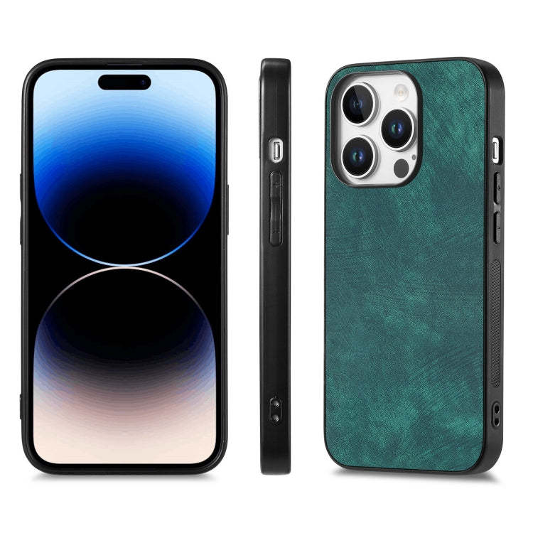 For iPhone 16 Pro Vintage Leather PC Back Cover Phone Case