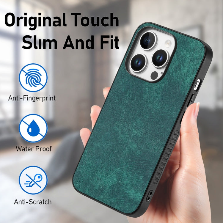 For iPhone 16 Pro Vintage Leather PC Back Cover Phone Case