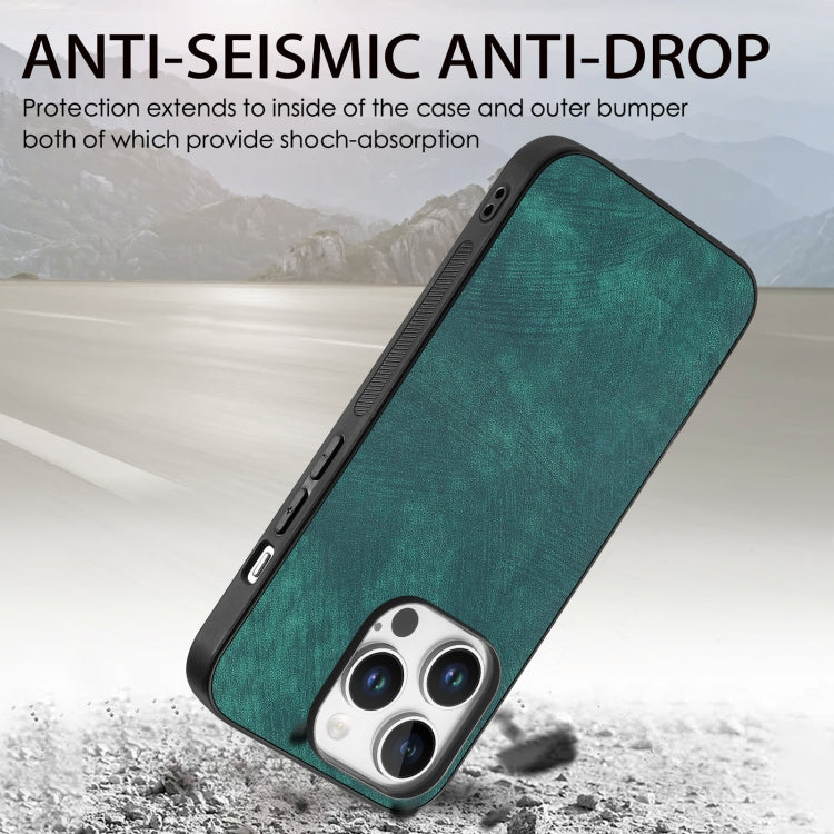 For iPhone 16 Pro Vintage Leather PC Back Cover Phone Case