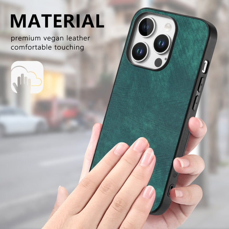 For iPhone 16 Pro Vintage Leather PC Back Cover Phone Case