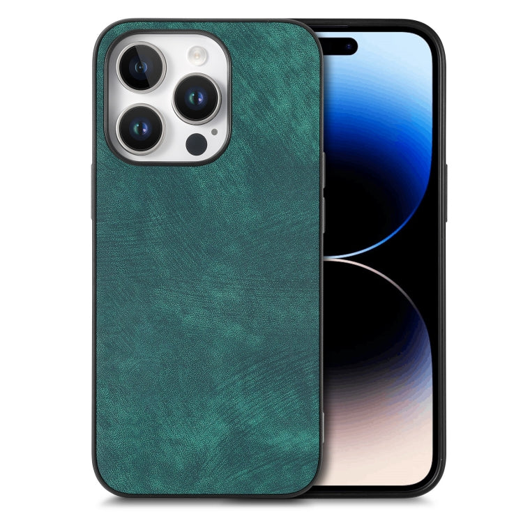 For iPhone 16 Pro Vintage Leather PC Back Cover Phone Case