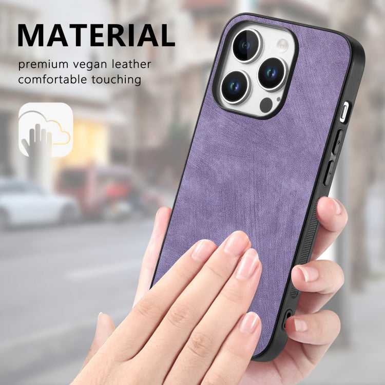 For iPhone 16 Pro Vintage Leather PC Back Cover Phone Case