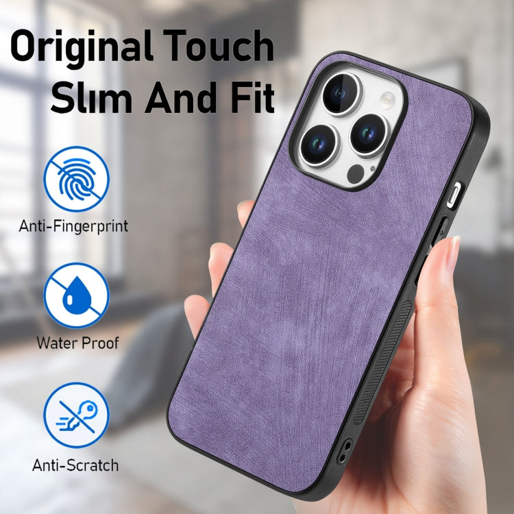 For iPhone 16 Pro Vintage Leather PC Back Cover Phone Case