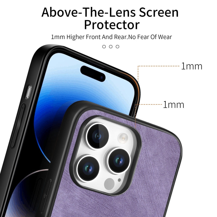 For iPhone 16 Pro Vintage Leather PC Back Cover Phone Case