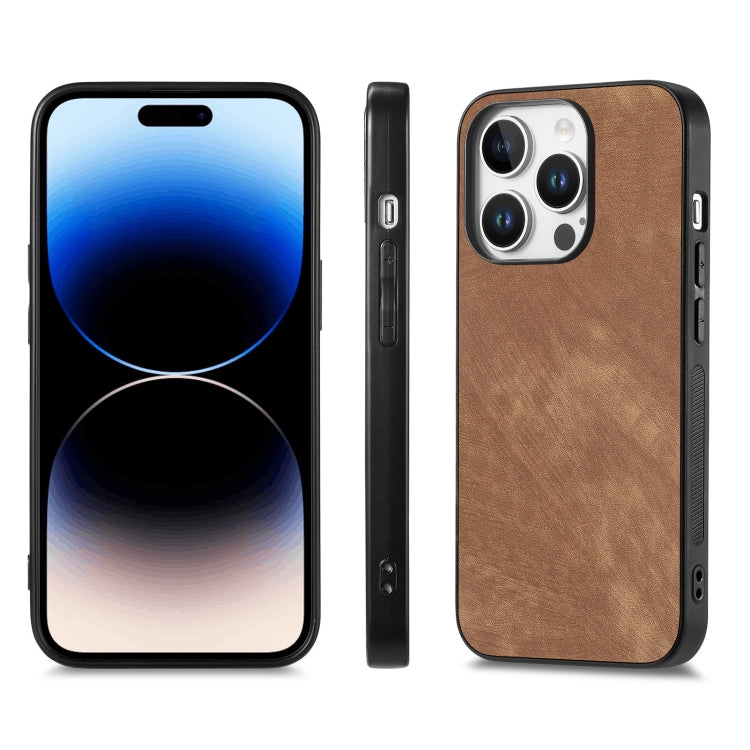 For iPhone 16 Pro Vintage Leather PC Back Cover Phone Case