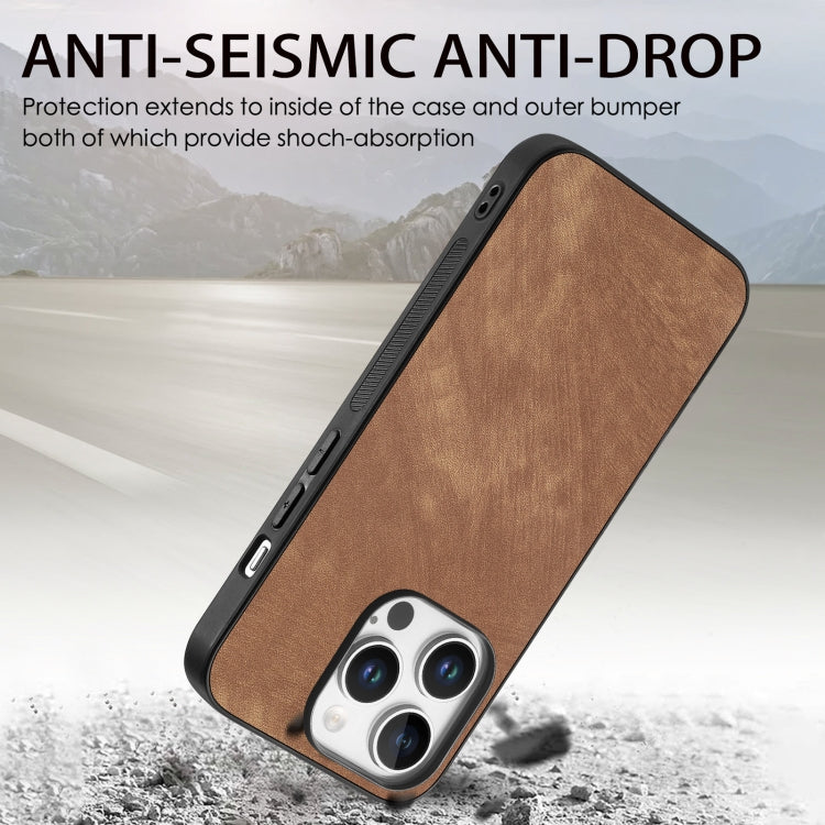 For iPhone 16 Pro Vintage Leather PC Back Cover Phone Case
