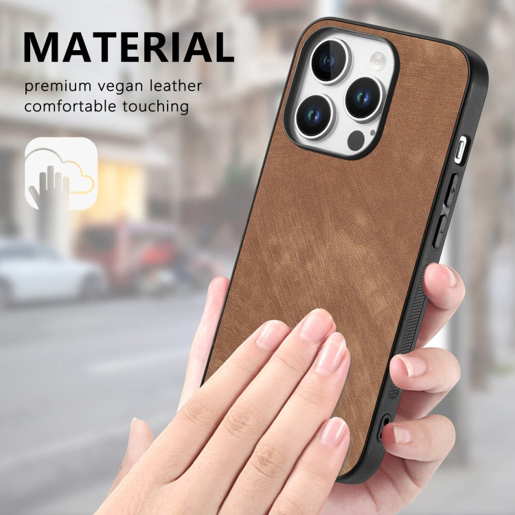 For iPhone 16 Pro Vintage Leather PC Back Cover Phone Case