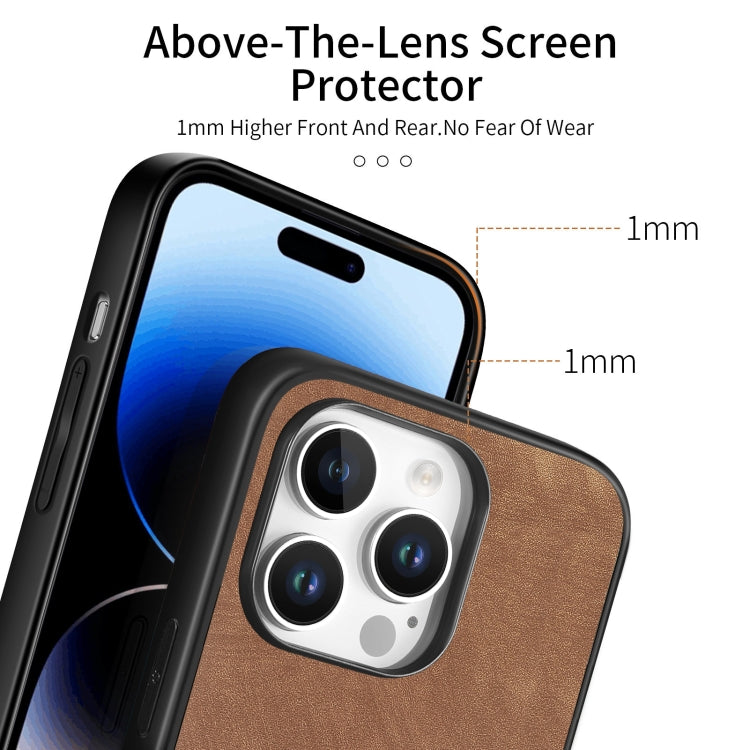 For iPhone 16 Pro Vintage Leather PC Back Cover Phone Case