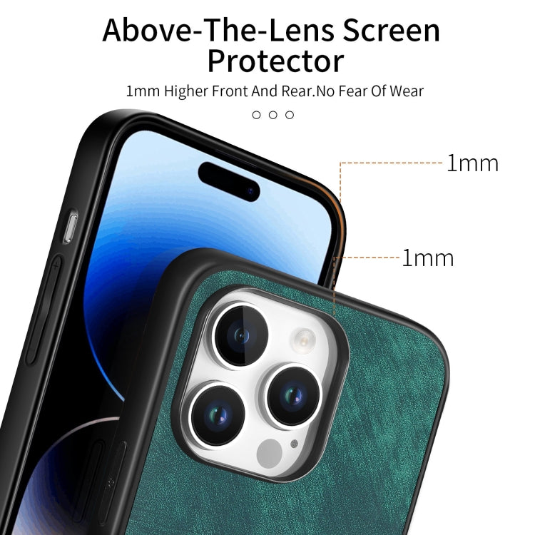 For iPhone 16 Pro Max Vintage Leather PC Back Cover Phone Case