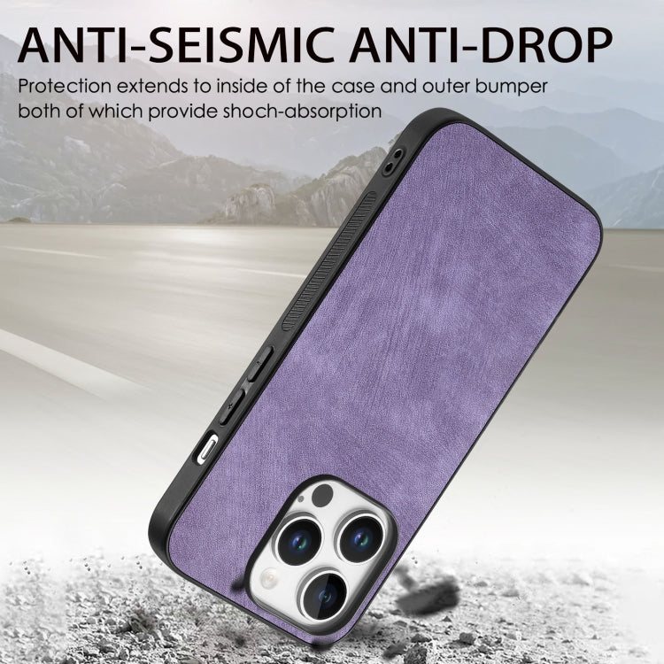 For iPhone 16 Pro Max Vintage Leather PC Back Cover Phone Case