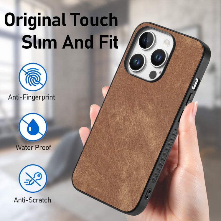 For iPhone 16 Pro Max Vintage Leather PC Back Cover Phone Case