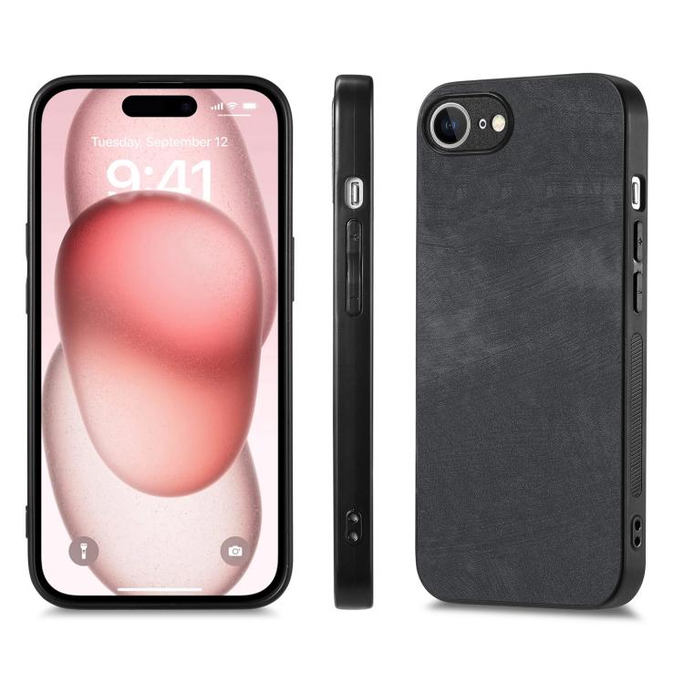 For iPhone 17e / 16e Vintage Leather PC Back Cover Phone Case