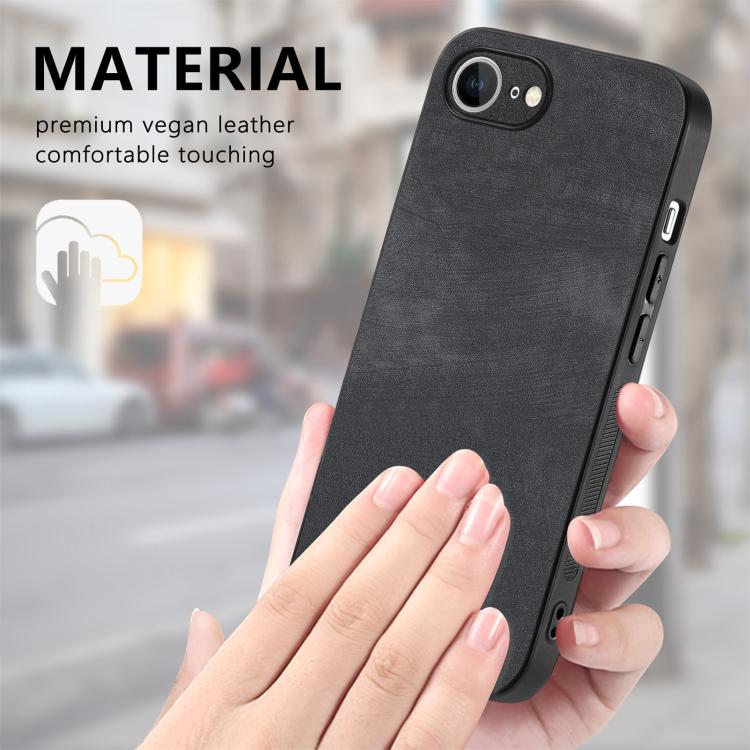 For iPhone 17e / 16e Vintage Leather PC Back Cover Phone Case