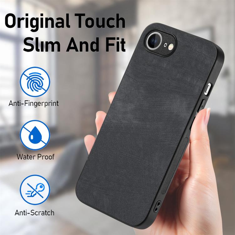 For iPhone 17e / 16e Vintage Leather PC Back Cover Phone Case