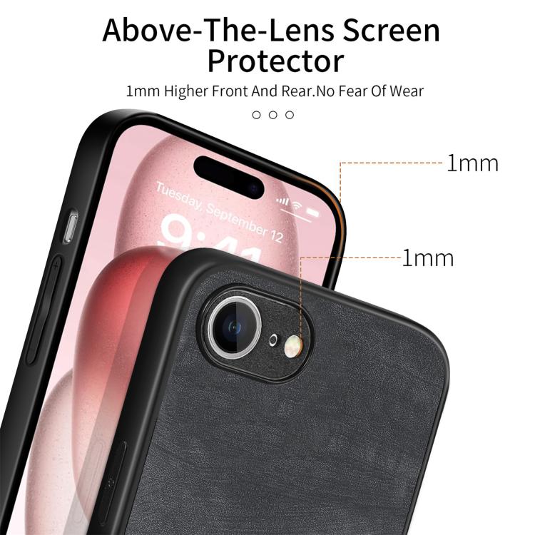 For iPhone 17e / 16e Vintage Leather PC Back Cover Phone Case