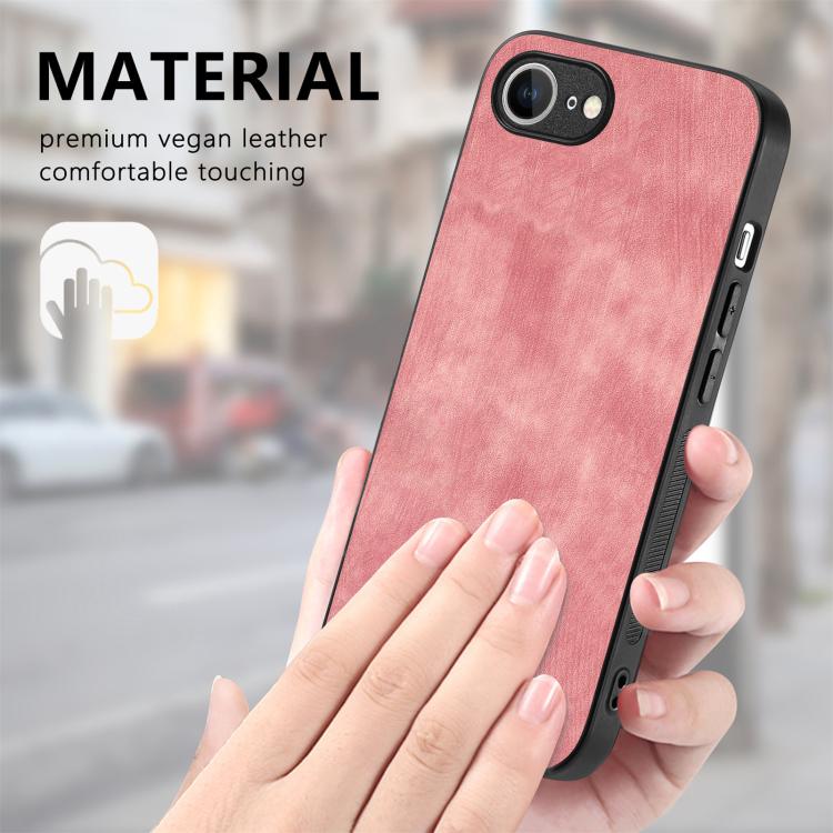 For iPhone 17e / 16e Vintage Leather PC Back Cover Phone Case