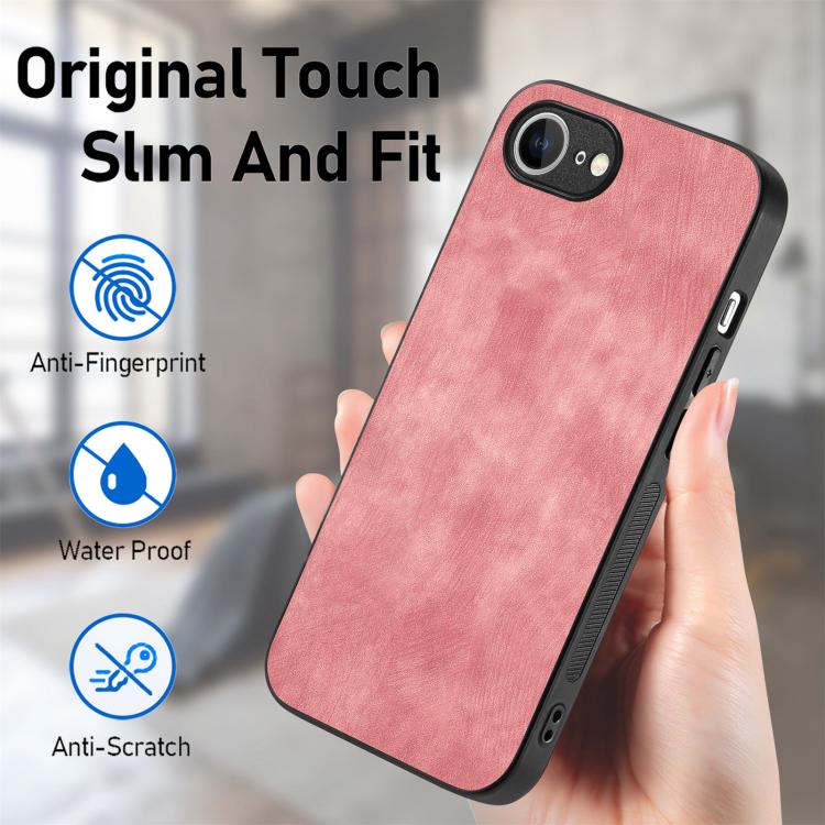 For iPhone 17e / 16e Vintage Leather PC Back Cover Phone Case