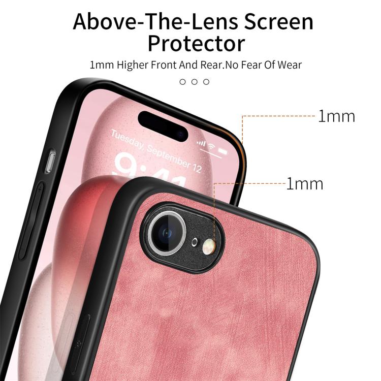 For iPhone 17e / 16e Vintage Leather PC Back Cover Phone Case