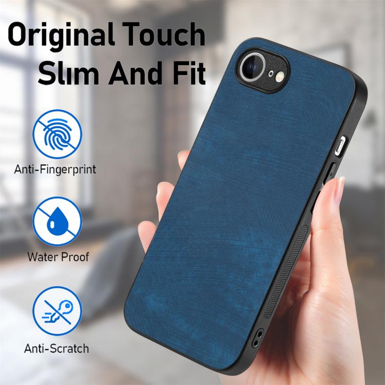 For iPhone 17e / 16e Vintage Leather PC Back Cover Phone Case