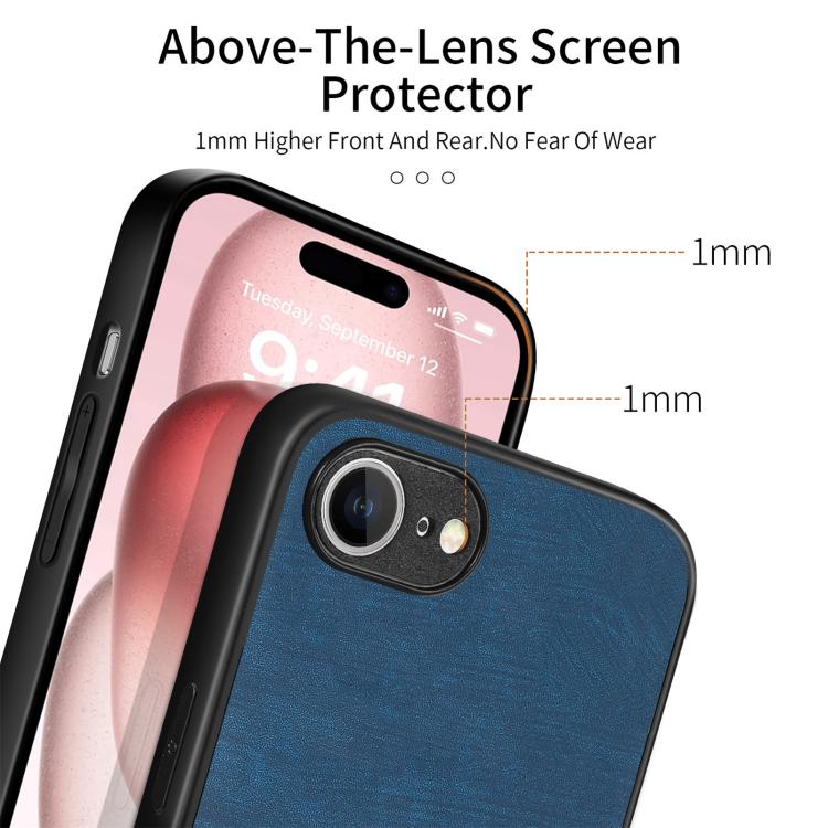 For iPhone 17e / 16e Vintage Leather PC Back Cover Phone Case